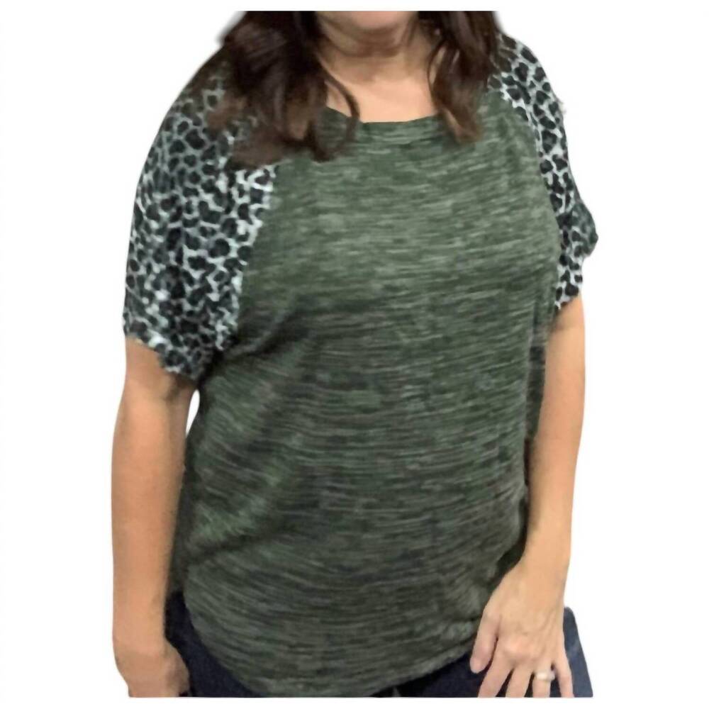 NEW LLOVE melange knit top in hunter green